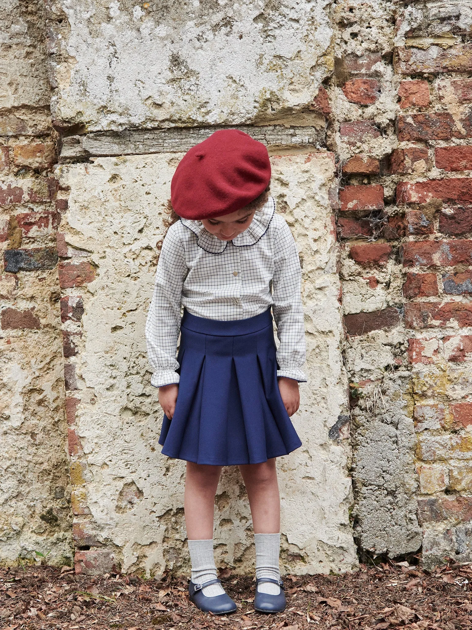 Navy Isabela Girl Pleated Skirt