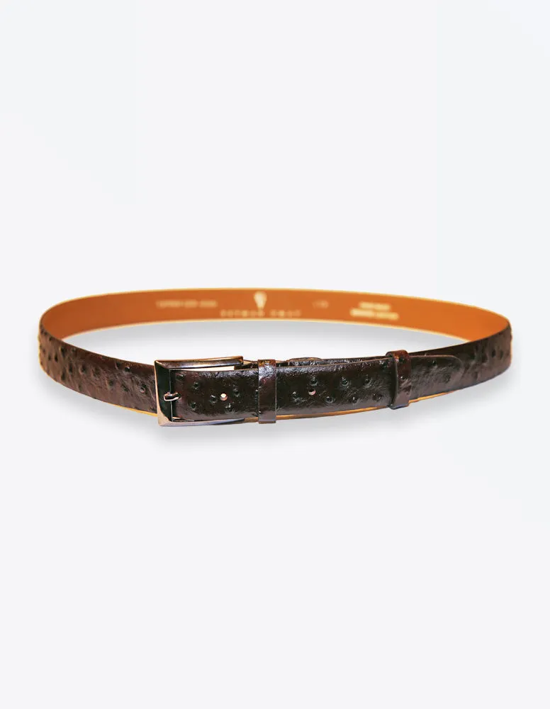 Ostrich Brown Leather Belt