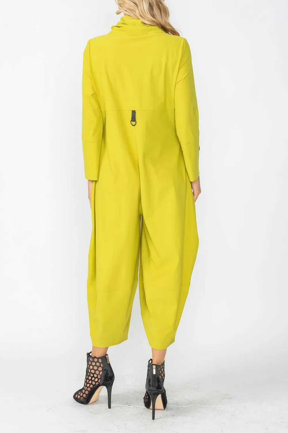 Pear Zip-Up Front Cropped Long Sleeve Jumpsuit