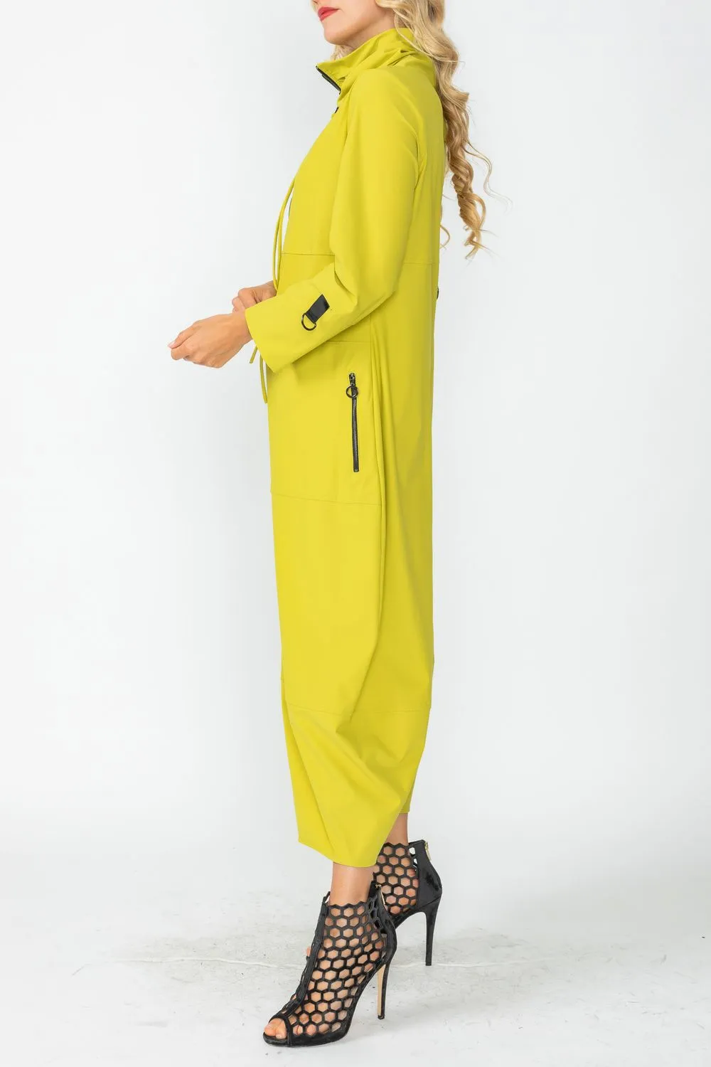 Pear Zip-Up Front Cropped Long Sleeve Jumpsuit