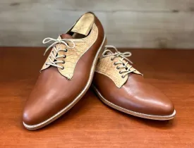 Pedro chestnut & biege Crocodile print leather Derby mens shoes