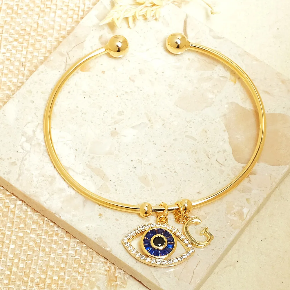 Personalized Initial Evil Eye Bracelet   Gift Box