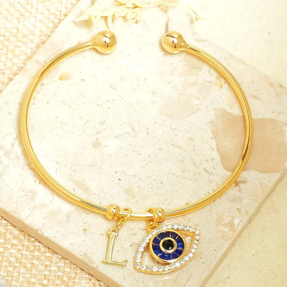 Personalized Initial Evil Eye Bracelet   Gift Box