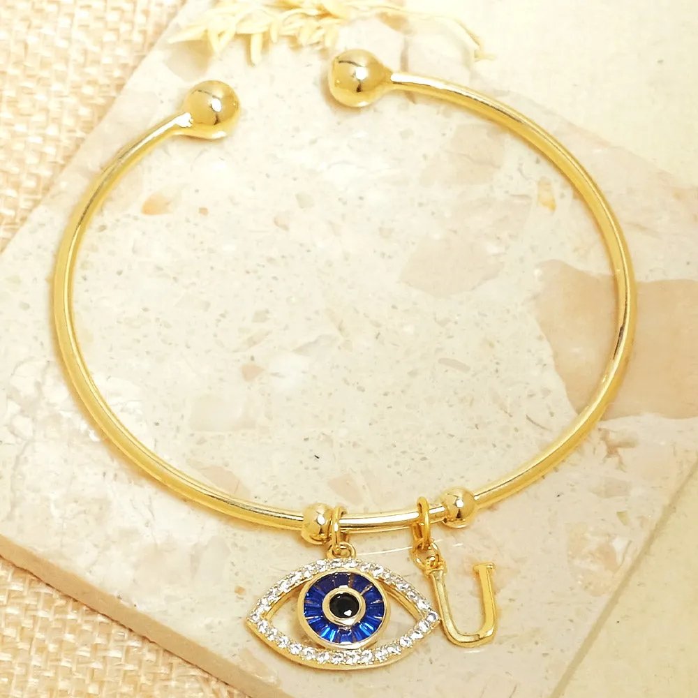 Personalized Initial Evil Eye Bracelet   Gift Box