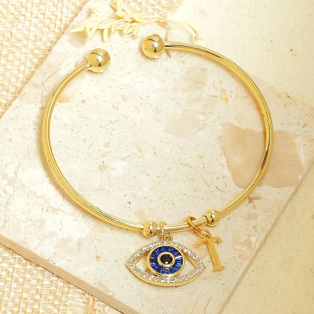 Personalized Initial Evil Eye Bracelet   Gift Box