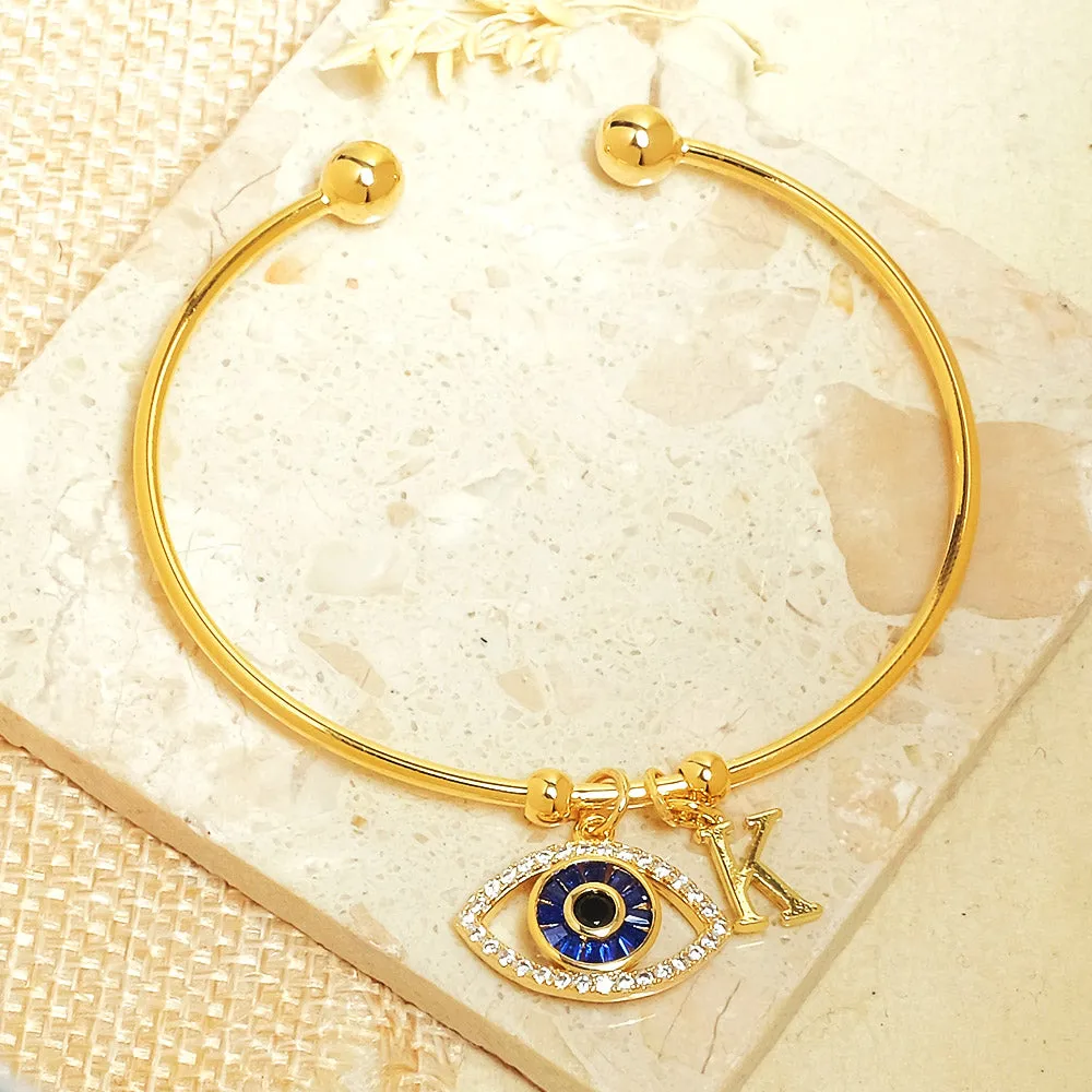 Personalized Initial Evil Eye Bracelet   Gift Box