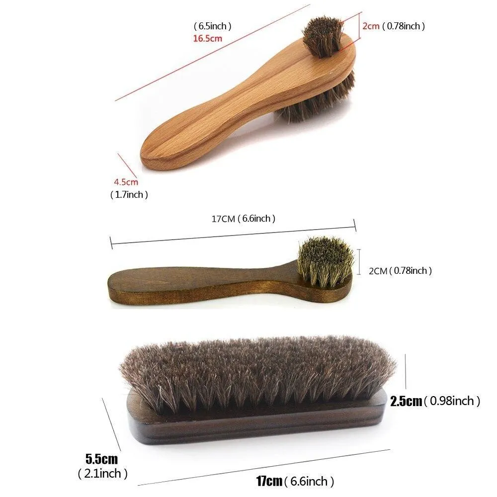 Professional Shoe Shine Horse Hair Brush Set