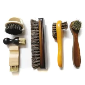 Professional Shoe Shine Horse Hair Brush Set