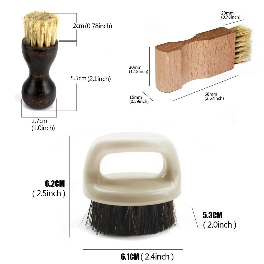 Professional Shoe Shine Horse Hair Brush Set