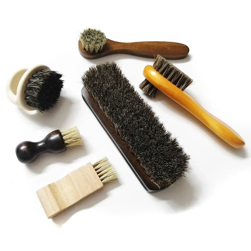 Professional Shoe Shine Horse Hair Brush Set