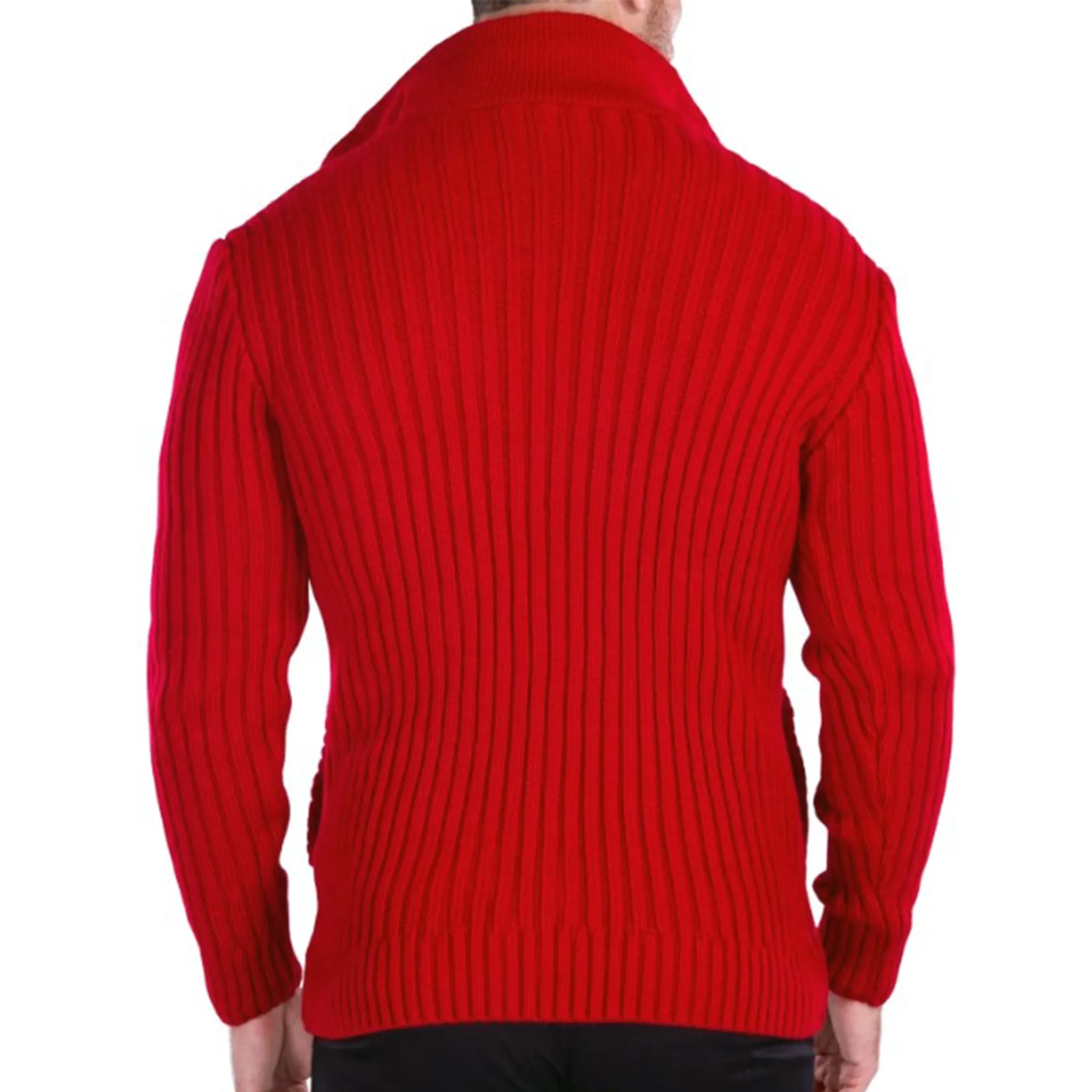 Red Cowl Neck Men's Sweater