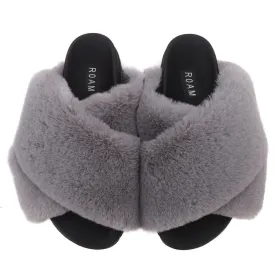 ROAM Women's Cloud Faux Fur Slippers -  Lavender Grey