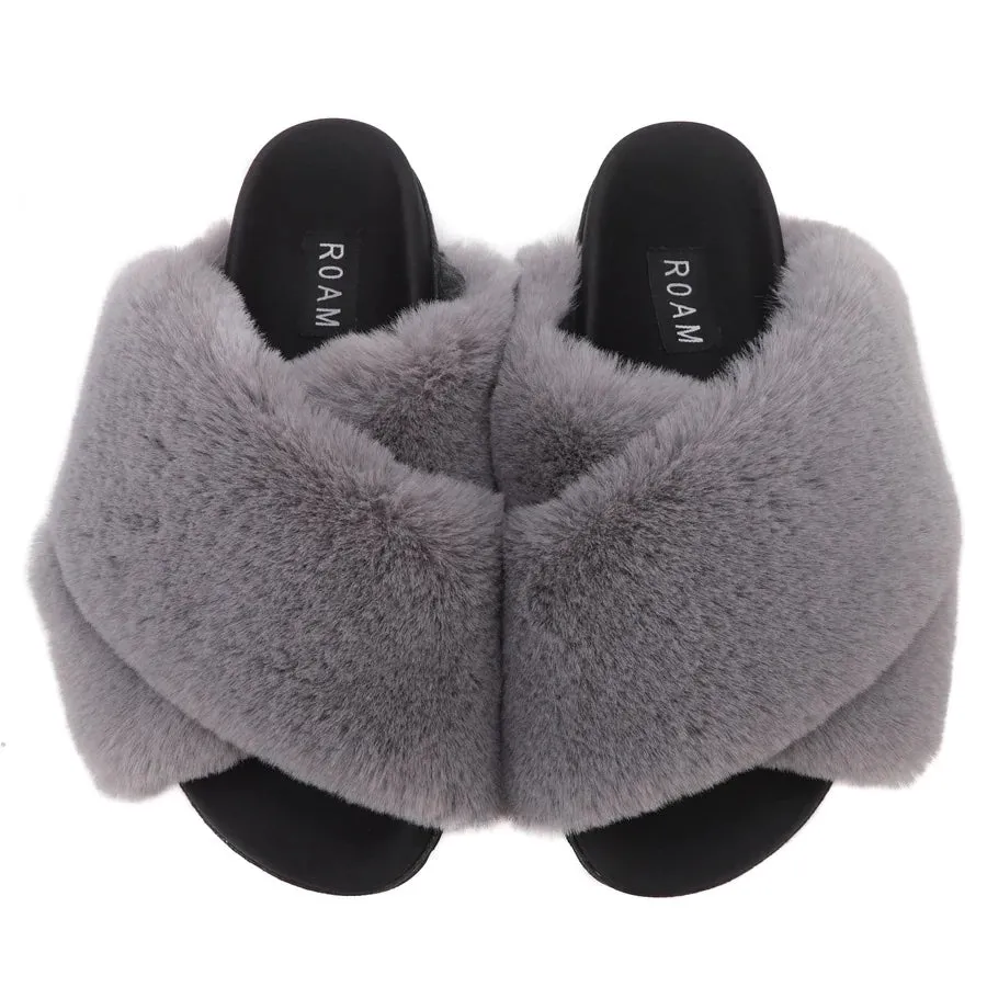 ROAM Women's Cloud Faux Fur Slippers -  Lavender Grey