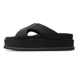 ROAM Women's Side Scoop Stack Platform Sandals - Black Neoprene