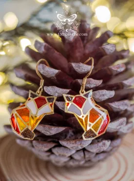 Stained glass inspired cute fox earrings