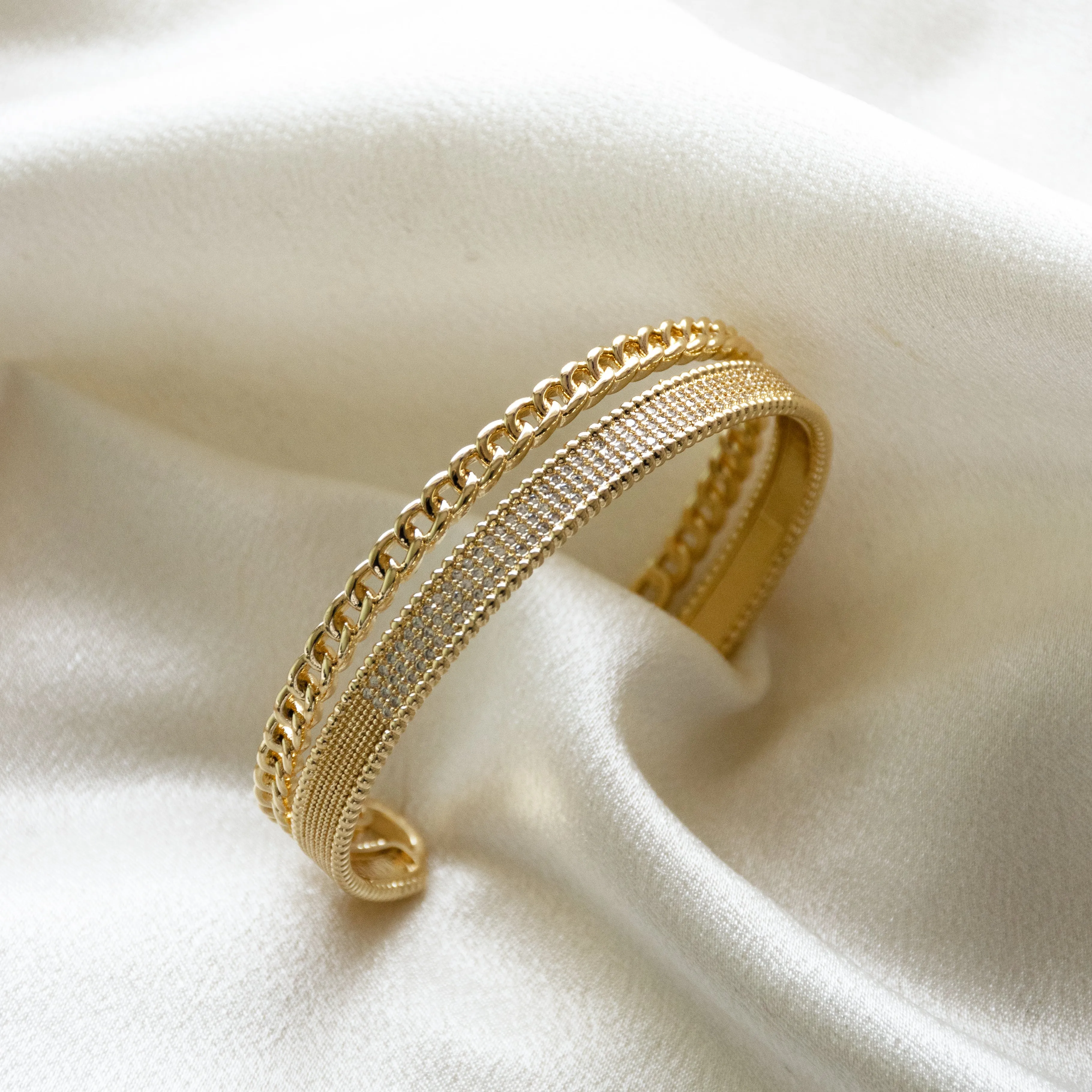 Sunlit Dual Link Cuff Bangle