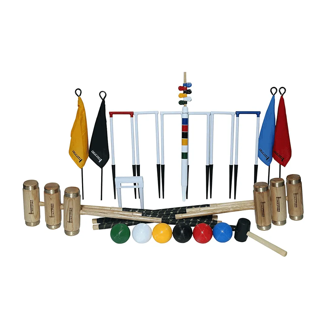 Synco Croquet Sport Elite Croquet Set 6 Player, Elite Set with Croquet Balls and Accessories (38 Inch), Perfect for Lawn, Backyard, Parks and Gardens for Fun, Party and Family Games.