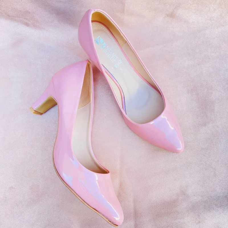 Trendy Fancy Women  Block Heel Pumps - Pink and Black (12000214)