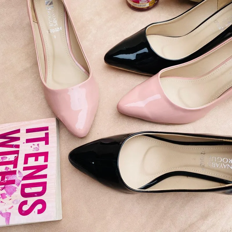 Trendy Fancy Women  Block Heel Pumps - Pink and Black (12000214)