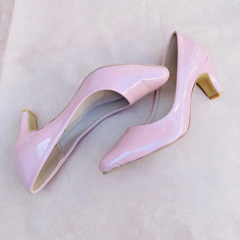 Trendy Fancy Women  Block Heel Pumps - Pink and Black (12000214)