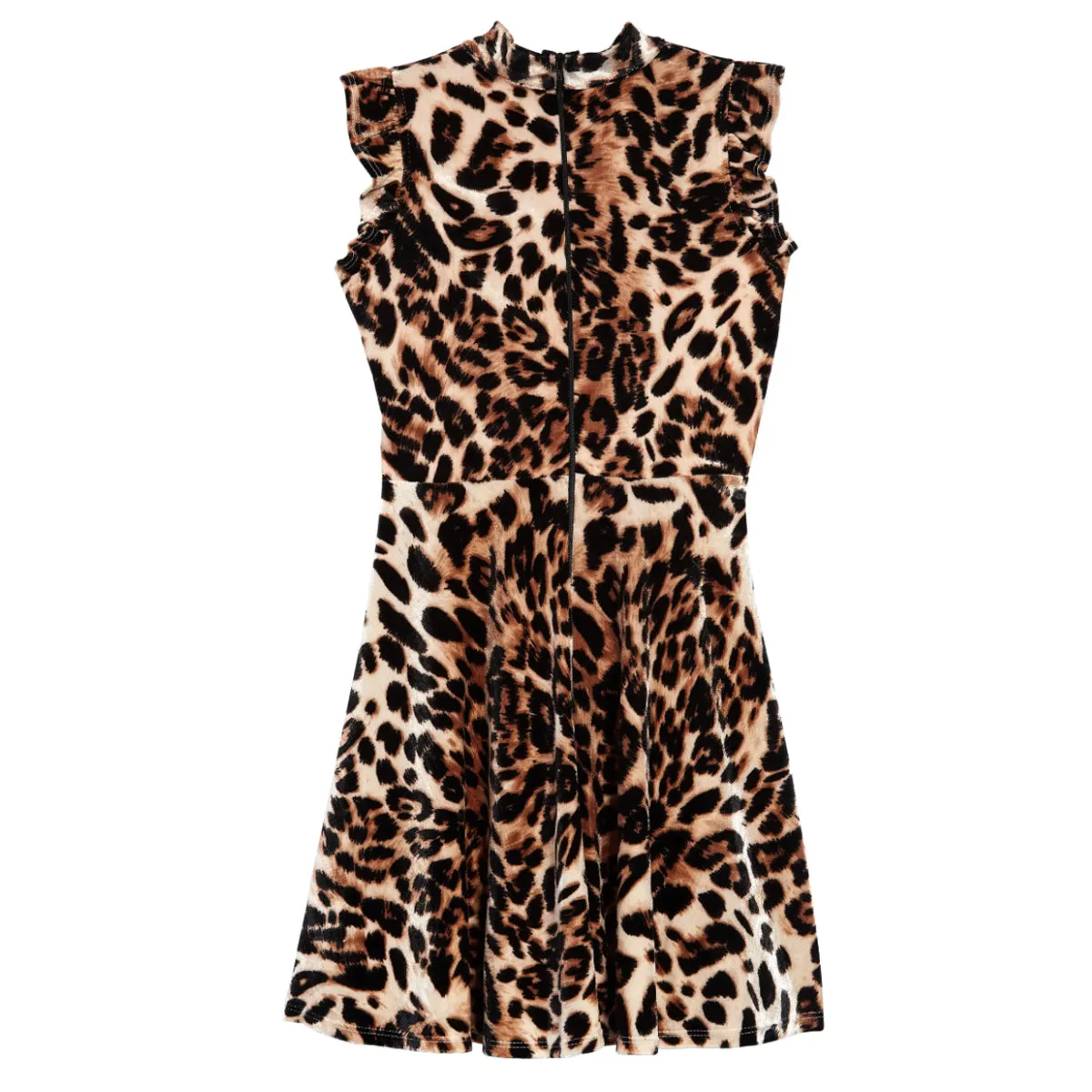 Tween Leopard Print Velvet Skater Dress