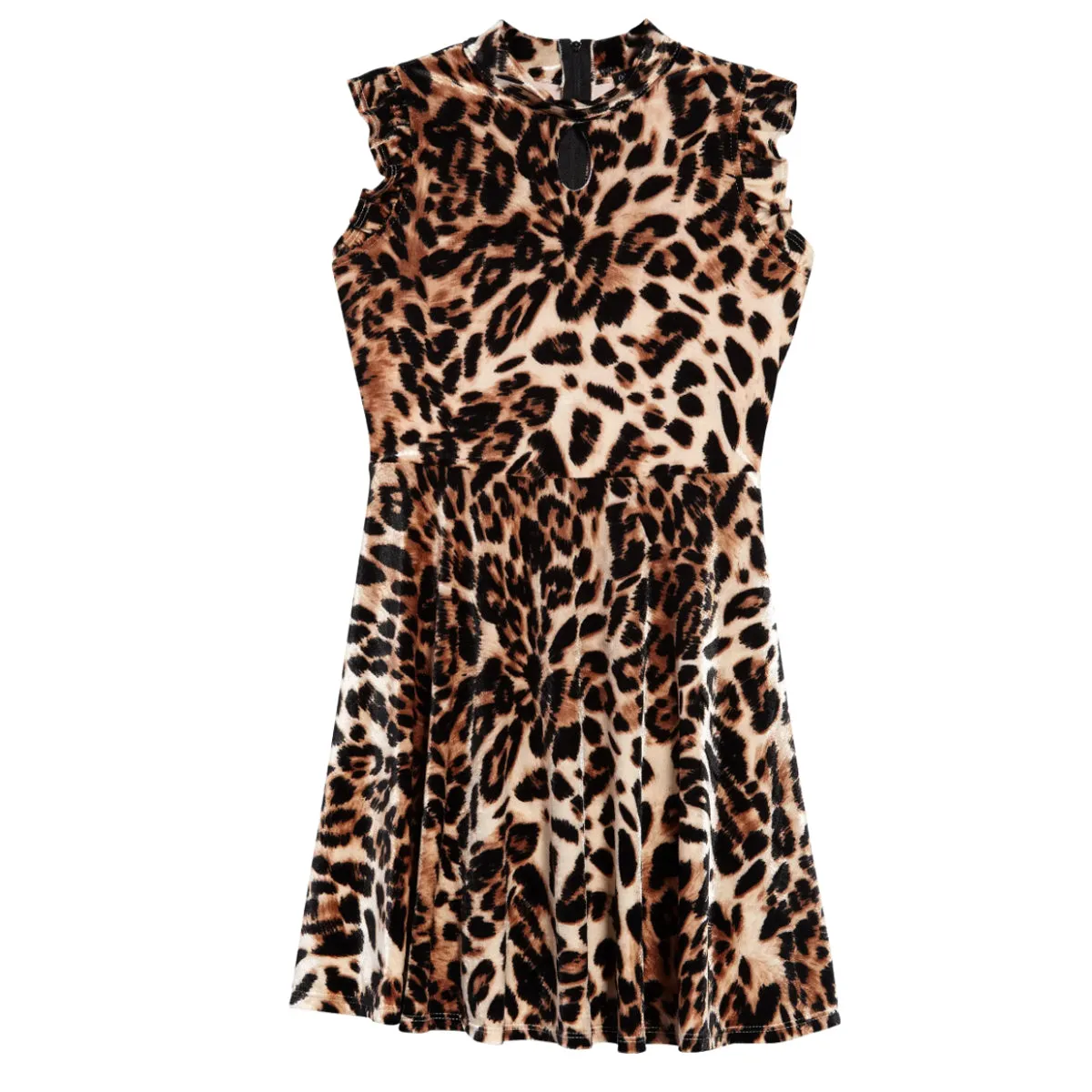 Tween Leopard Print Velvet Skater Dress