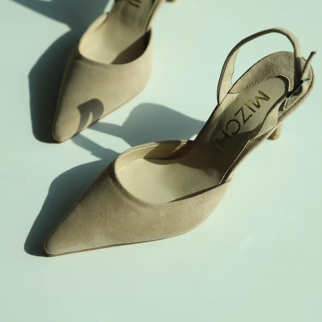 *UK size 2 - TESORO - navy suede, 7cm heels