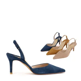 *UK size 2 - TESORO - navy suede, 7cm heels