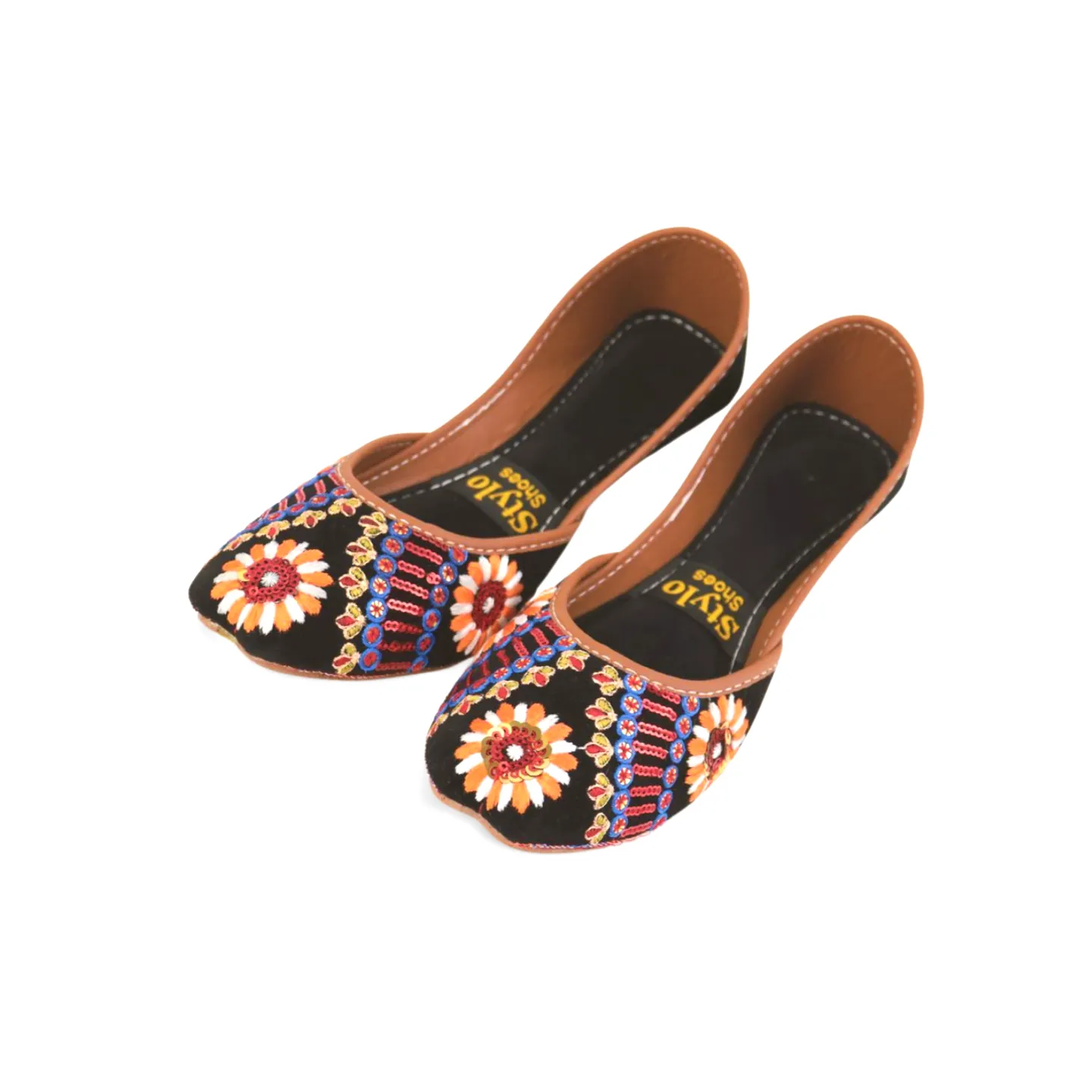 Velvet Soft Padded Flower embroidered Fancy Khussa Jutti For Women - 04Khu