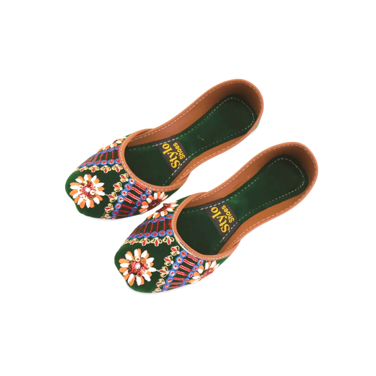 Velvet Soft Padded Flower embroidered Fancy Khussa Jutti For Women - 04Khu