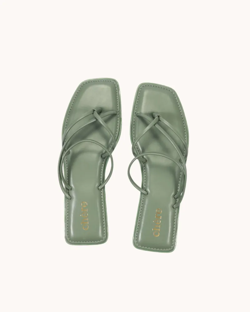 Women's Green Uber Stylish Solid Strappy Open Toe Flat