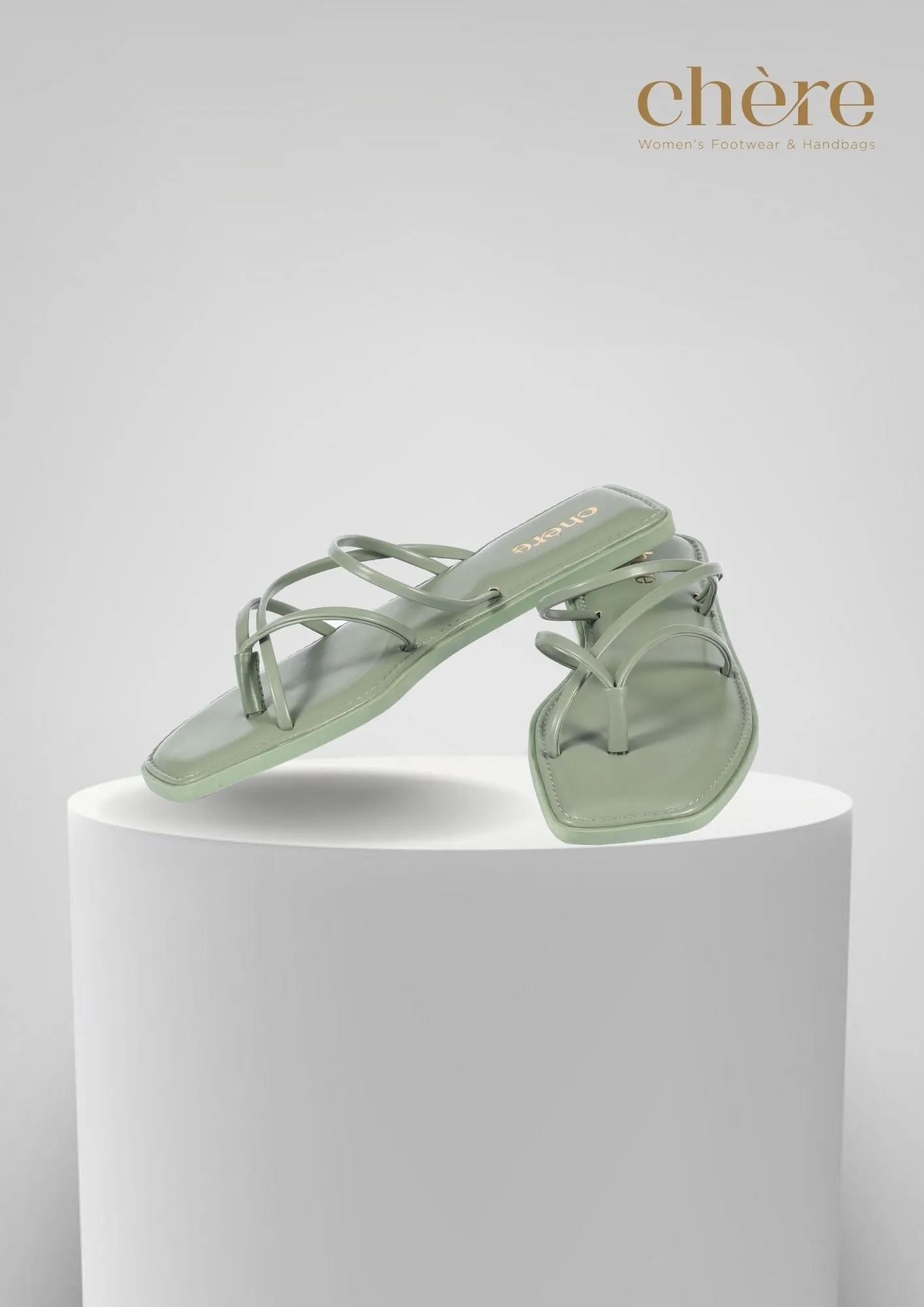 Women's Green Uber Stylish Solid Strappy Open Toe Flat