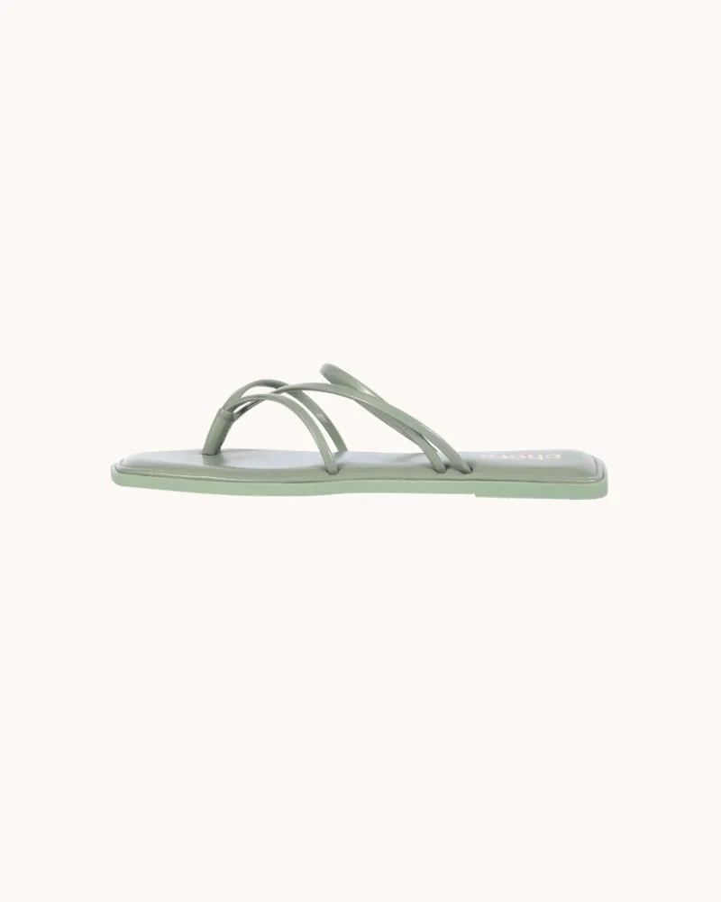 Women's Green Uber Stylish Solid Strappy Open Toe Flat